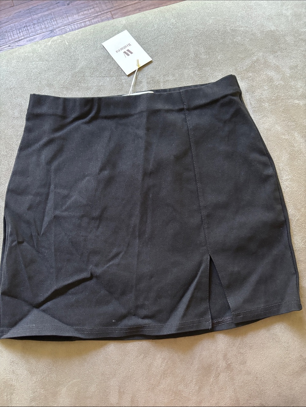Black Women's Mini Skirt with Front Slit